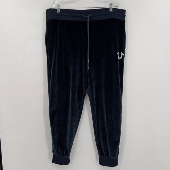 True Religion Women's Velvet Blue Joggers - Picture 1 of 9